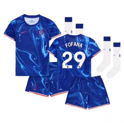 Otroški Nogometni dresi Chelsea Wesley Fofana #29 Domači 2024-25 Kratek Rokav (+ Kratke hlače)